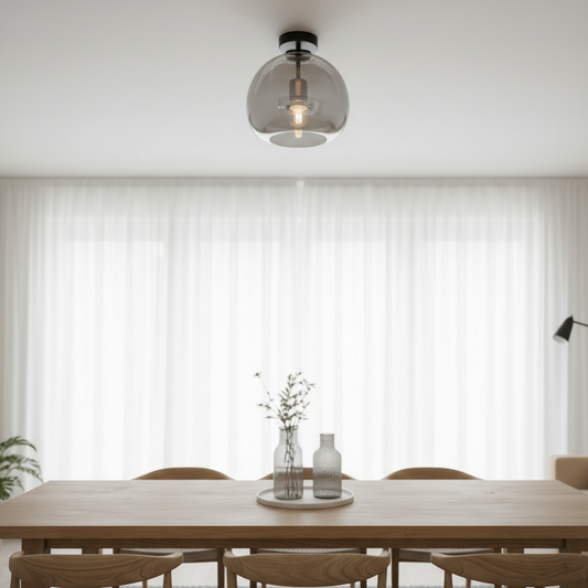 Glass Globe Ceiling Light – Close-Up Lifestyle