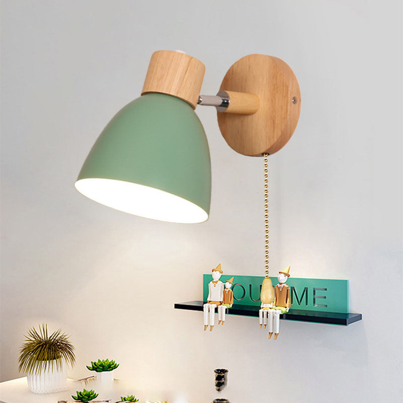 Applique murale nordique en bois avec interrupteur, style moderne