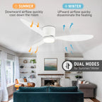 Ceiling Fan with Light DC Motor Remote Control Reversible