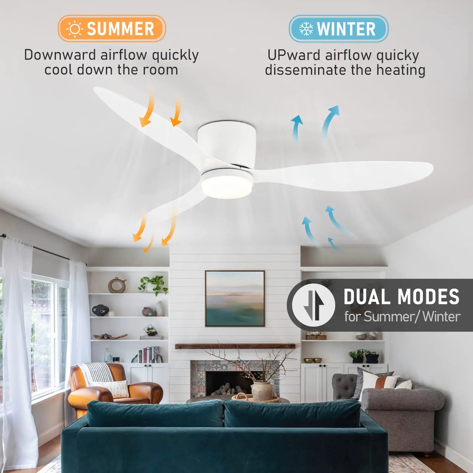Ceiling Fan with Light DC Motor Remote Control Reversible