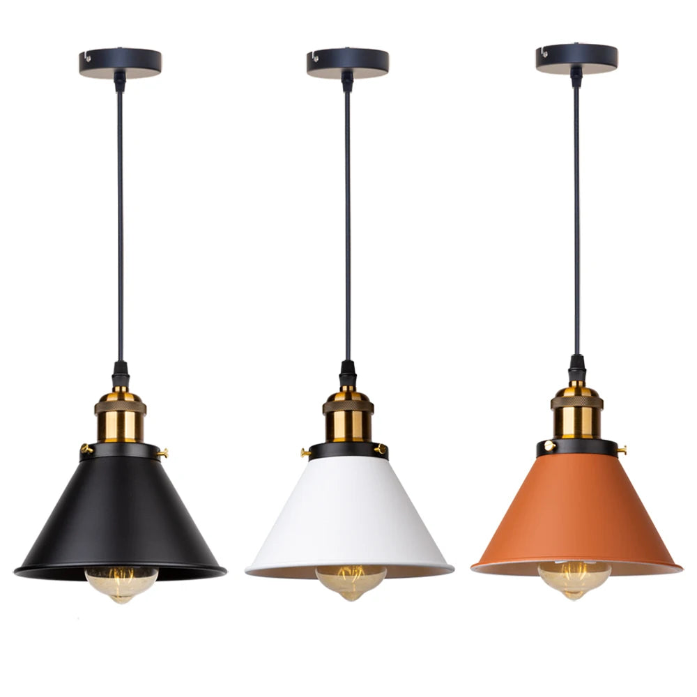 Industrial Pendant Light Iron Shade E27 Adjustable Drop
