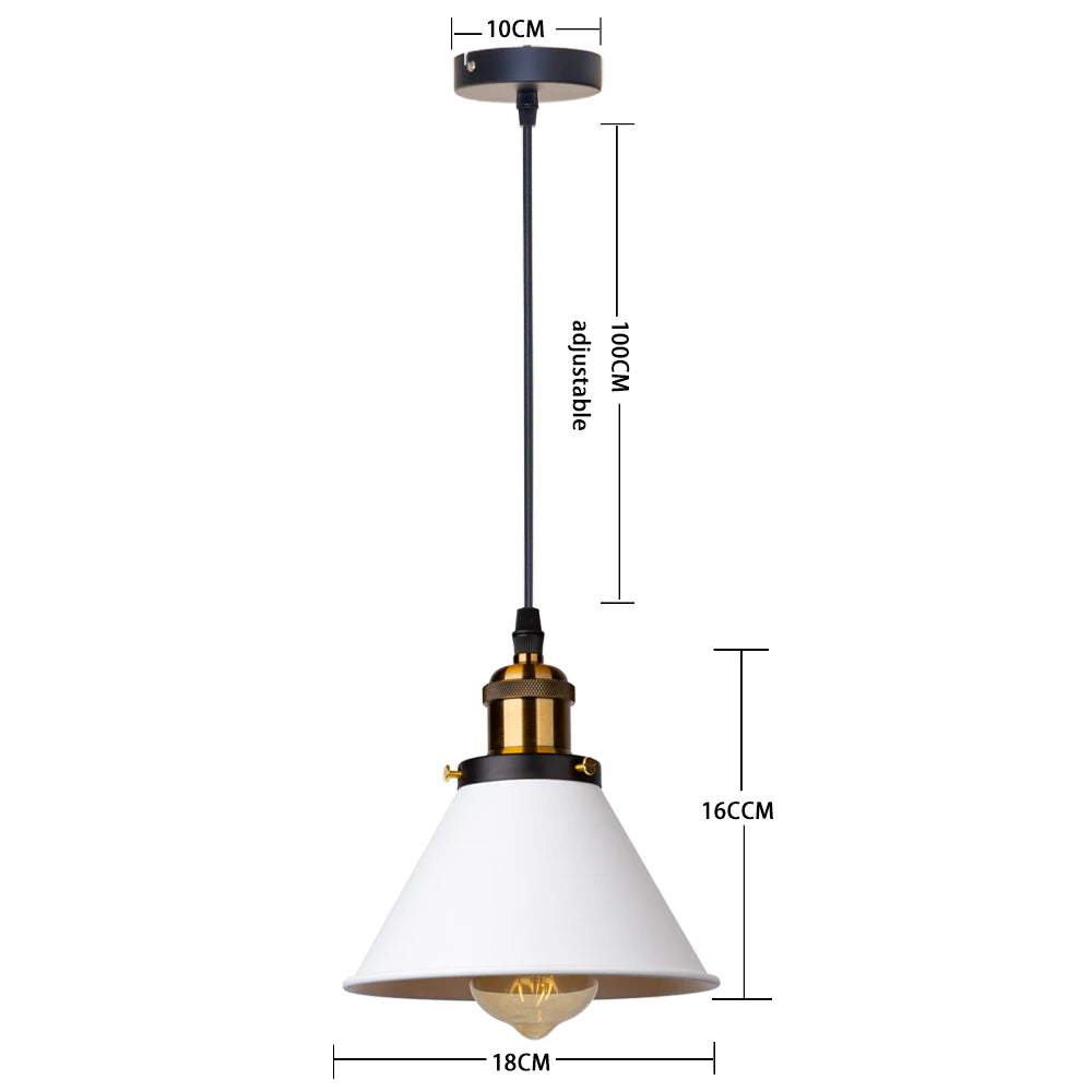 Industrial Pendant Light Iron Shade E27 Adjustable Drop