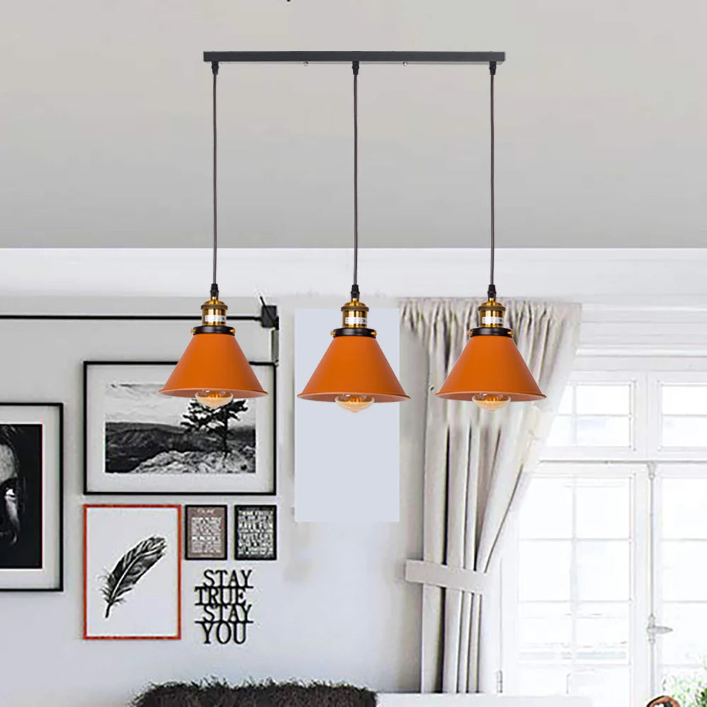 Industrial Pendant Light Iron Shade E27 Adjustable Drop