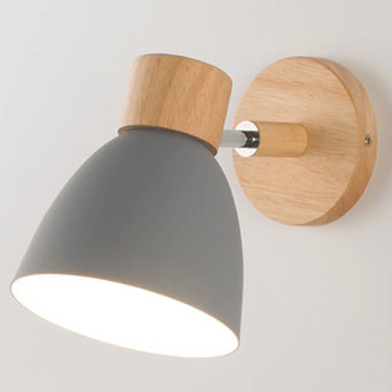 Applique murale nordique en bois avec interrupteur, style moderne
