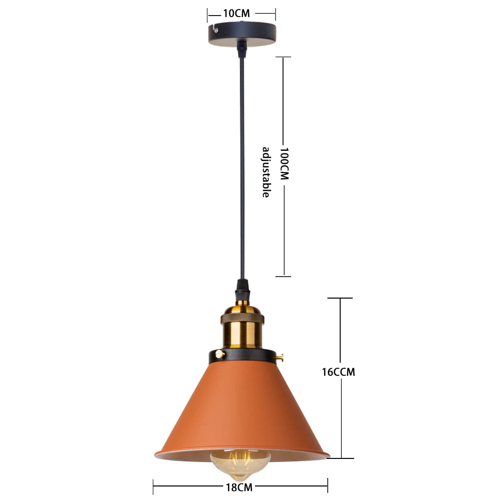 Industrial Pendant Light Iron Shade E27 Adjustable Drop