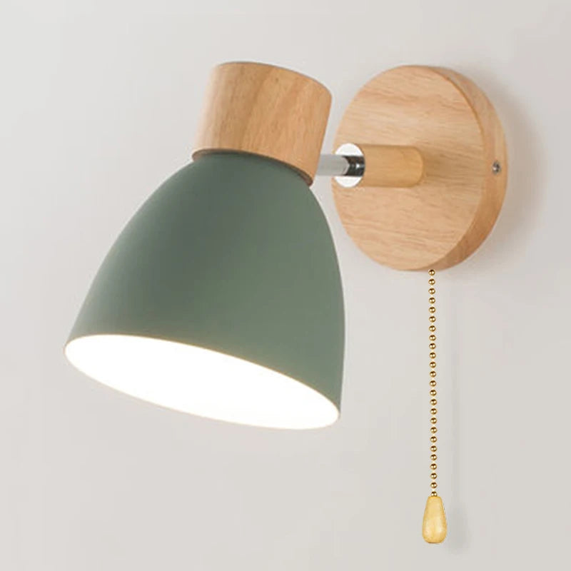 Applique murale nordique en bois avec interrupteur, style moderne