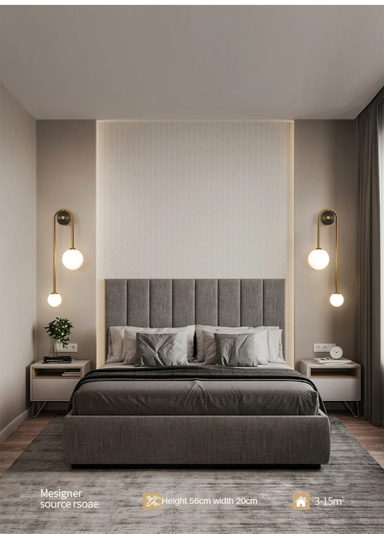 Applique murale moderne abat-jour boule de verre LED Or