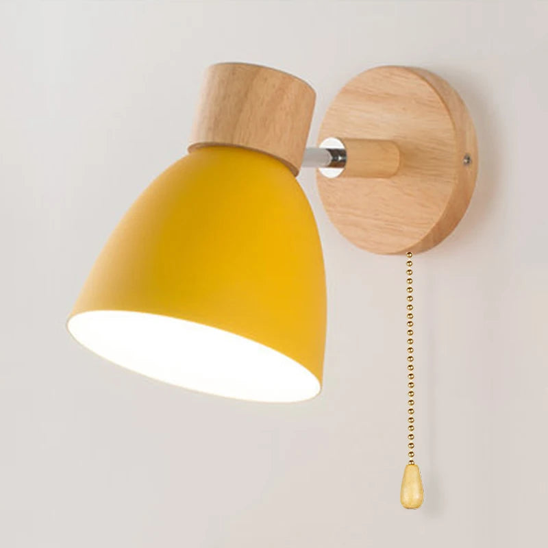 Applique murale nordique en bois avec interrupteur, style moderne