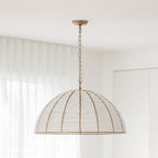Estelle Beaded Dome Pendant Light - Gold/White