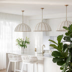 Estelle Beaded Dome Pendant Light - Gold/White