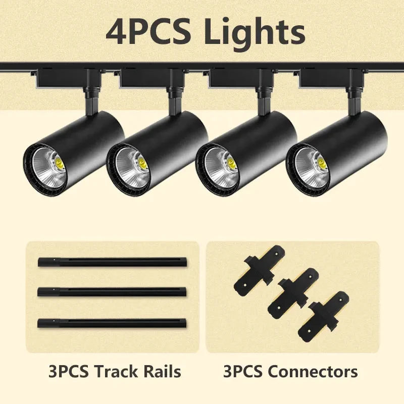 Adjustable COB LED Track Spotlight Multi-Head 12W–50W