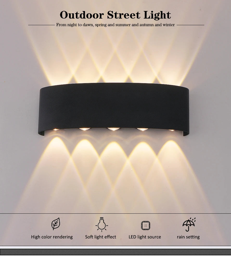 Modern LED Wall Sconce Up Down Waterproof Indoor Black