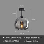 Plafonnier moderne LED en verre couleur cognac style nordique