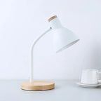 Nordic Table Lamp Flexible Gooseneck Iron Shade Wood Base