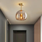 Plafonnier moderne LED en verre couleur cognac style nordique
