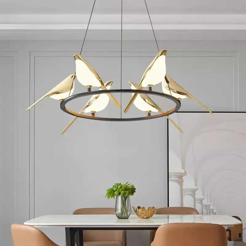 Lustre de plafond moderne Magpie Chambre à coucher avec éclairage LED oiseau