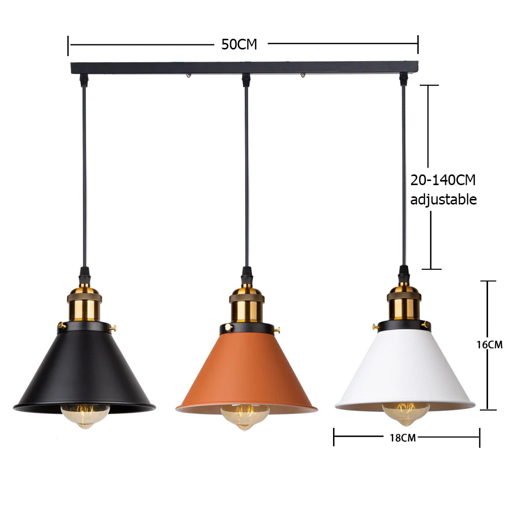 Industrial Pendant Light Iron Shade E27 Adjustable Drop
