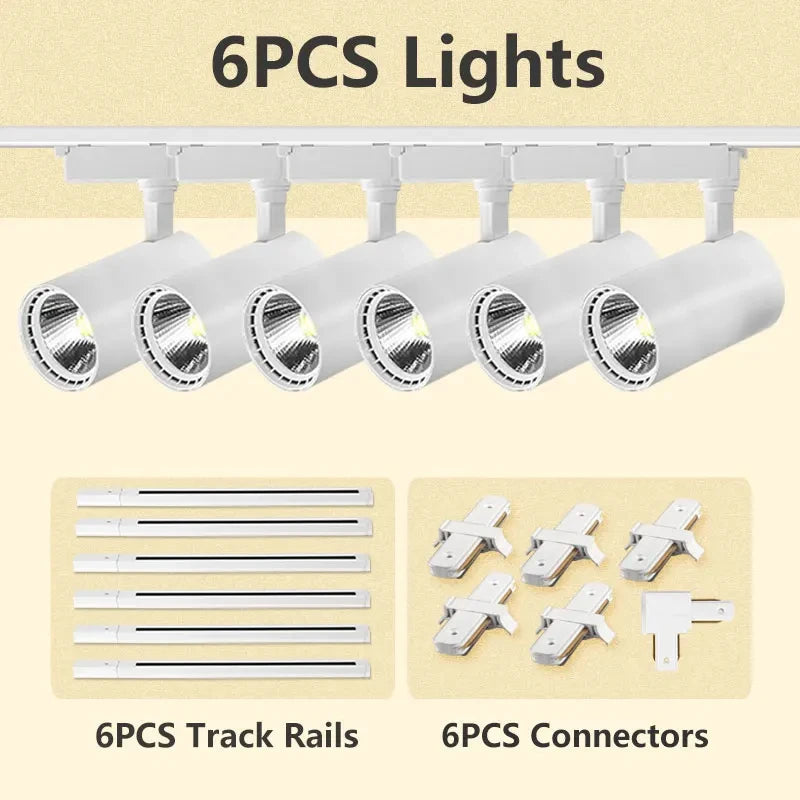 Adjustable COB LED Track Spotlight Multi-Head 12W–50W