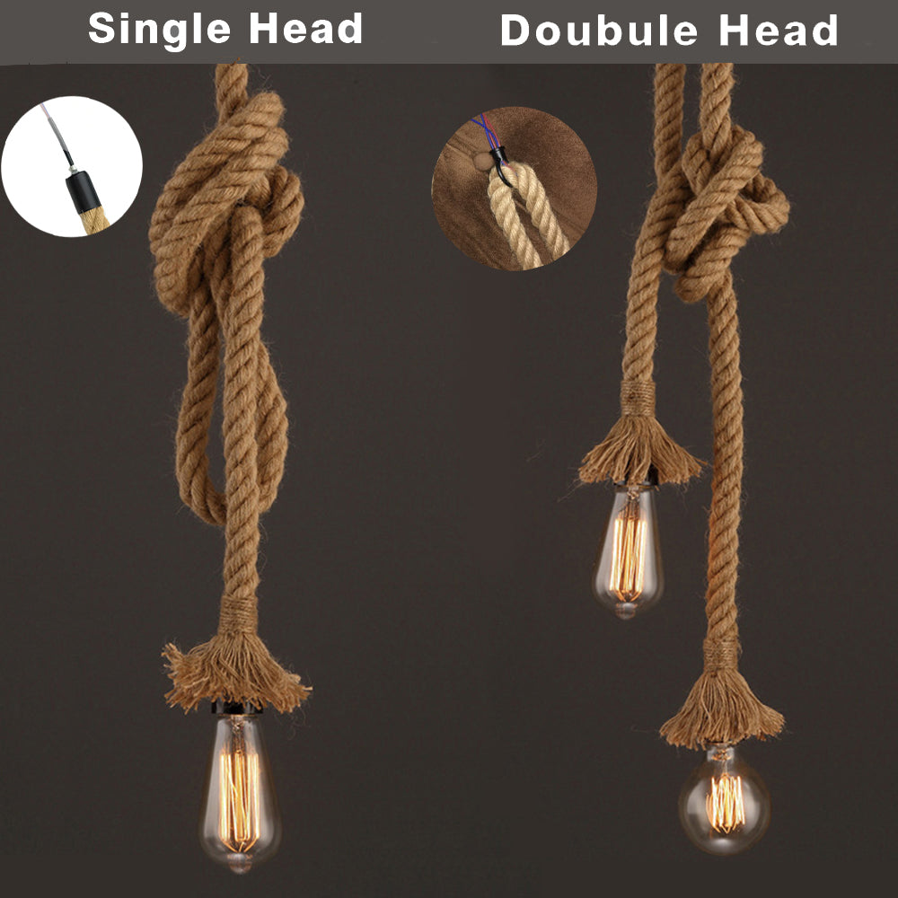 Vintage Hemp Rope Pendant Light Industrial E27 Single