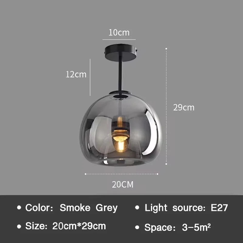 Plafonnier moderne LED en verre couleur cognac style nordique