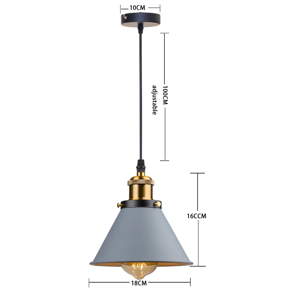 Industrial Pendant Light Iron Shade E27 Adjustable Drop