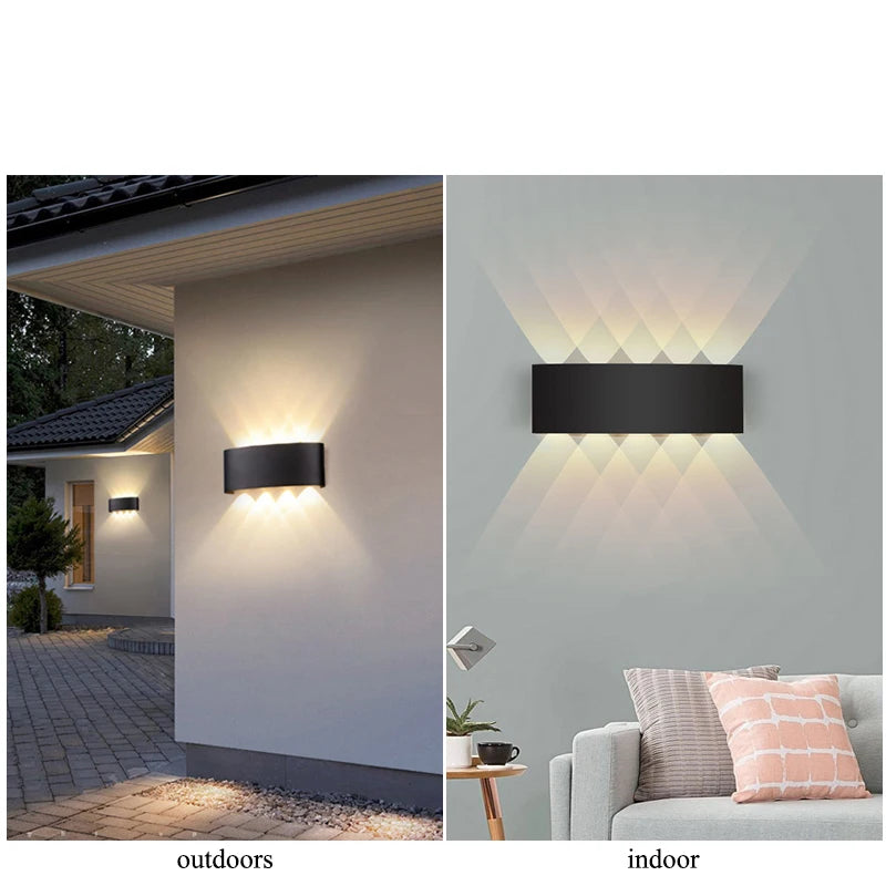 Modern LED Wall Sconce Up Down Waterproof Indoor Black