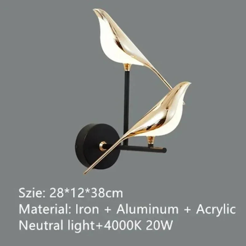 Lustre de plafond moderne Magpie Chambre à coucher avec éclairage LED oiseau