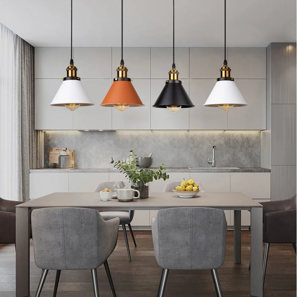 Industrial Pendant Light Iron Shade E27 Adjustable Drop