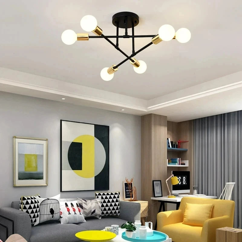 Nordic Sputnik Chandelier 6-Arm Iron E27 Semi-Flush