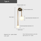 Applique murale moderne abat-jour boule de verre LED Or