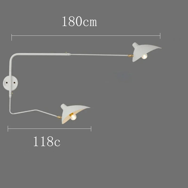 French Style Long Arm Adjustable Aluminium Wall Sconce