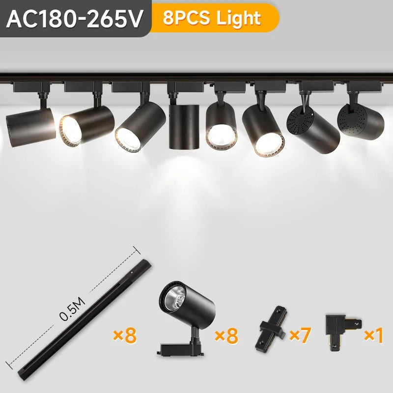 LED Track Light COB Ceiling Spotlight 12W–50W Indoor