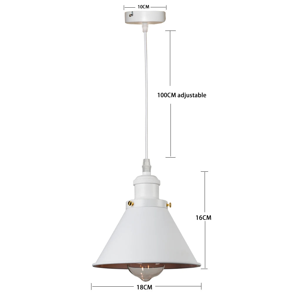 Industrial Pendant Light Iron Shade E27 Adjustable Drop