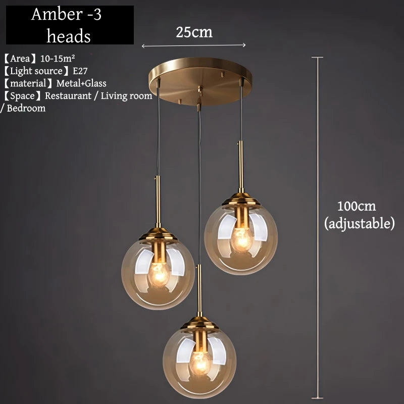 Lustre Moderne en Métal de Luxe LED Créatif Nordique en Verre