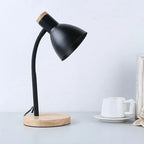 Nordic Table Lamp Flexible Gooseneck Iron Shade Wood Base