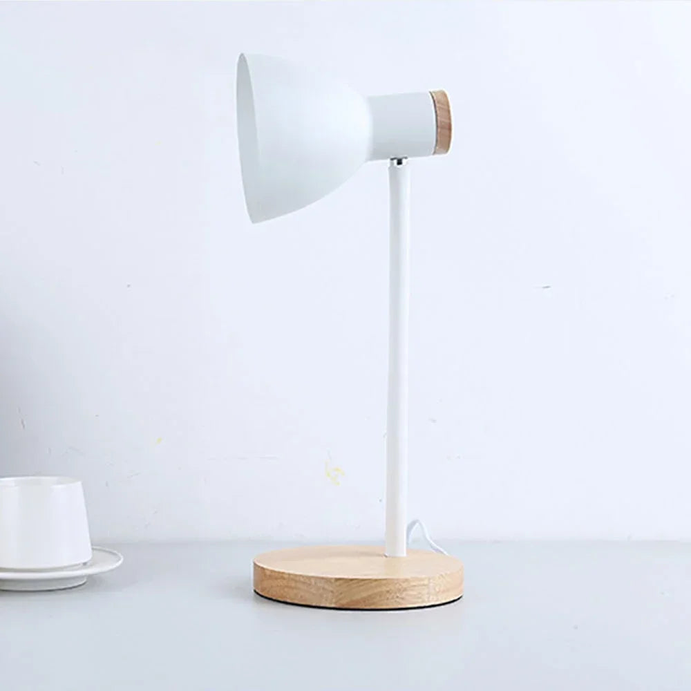 Nordic Table Lamp Flexible Gooseneck Iron Shade Wood Base