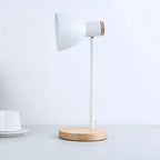 Nordic Table Lamp Flexible Gooseneck Iron Shade Wood Base