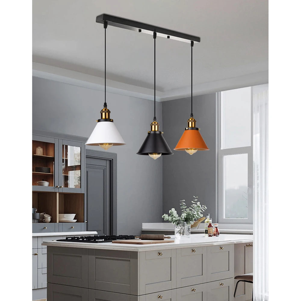 Industrial Pendant Light Iron Shade E27 Adjustable Drop