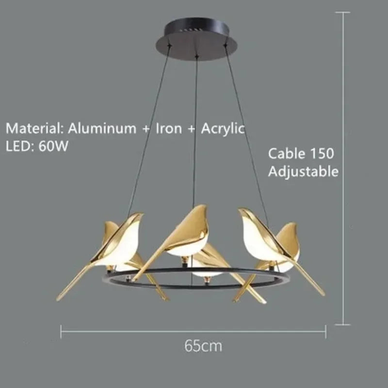 Lustre de plafond moderne Magpie Chambre à coucher avec éclairage LED oiseau