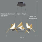 Lustre de plafond moderne Magpie Chambre à coucher avec éclairage LED oiseau