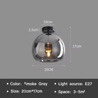 Plafonnier moderne LED en verre couleur cognac style nordique