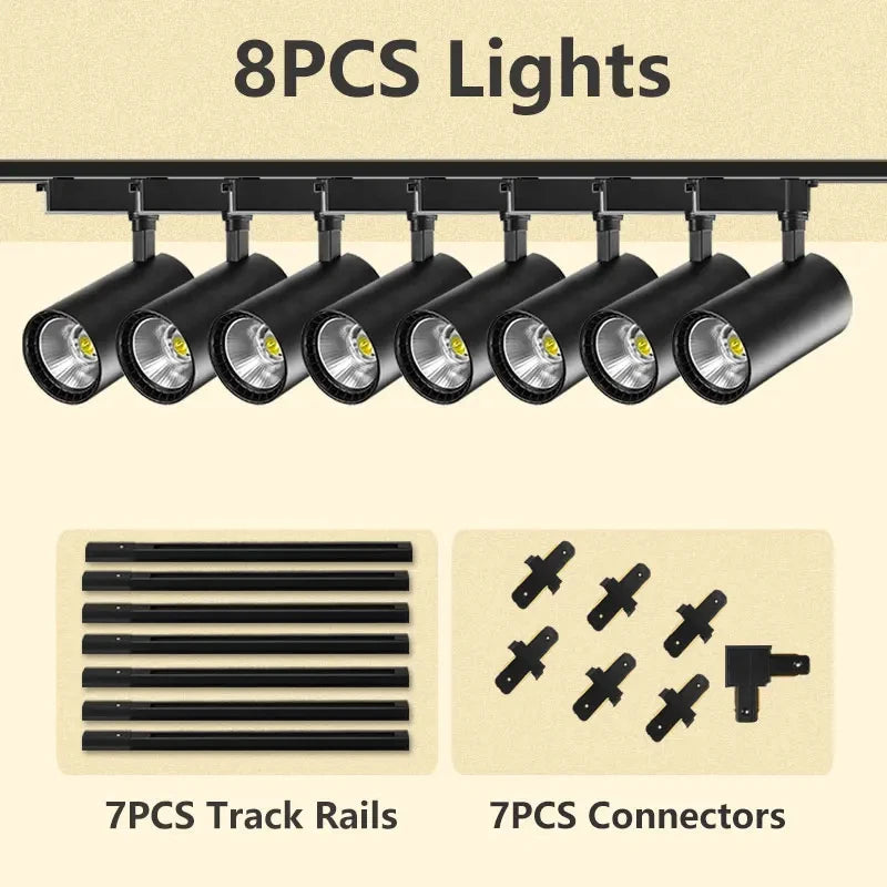 Adjustable COB LED Track Spotlight Multi-Head 12W–50W
