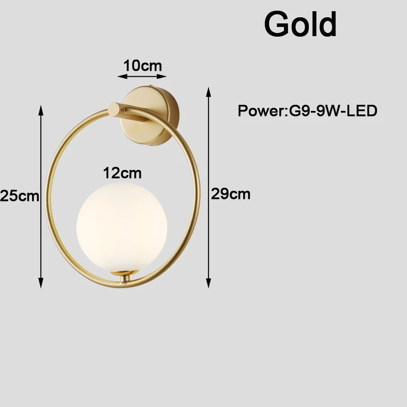 Modern G9 9W LED Wall Sconces with Frosted Glass Shade