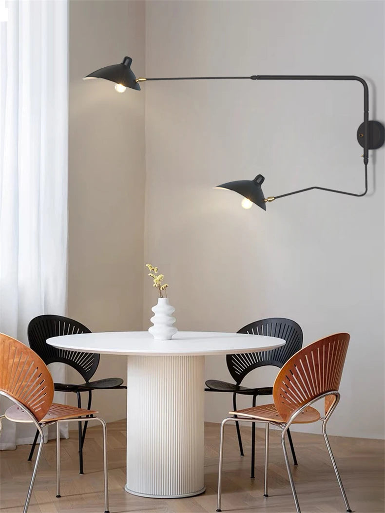 French Style Long Arm Adjustable Aluminium Wall Sconce
