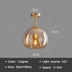 Plafonnier moderne LED en verre couleur cognac style nordique