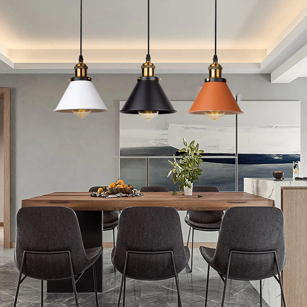 Industrial Pendant Light Iron Shade E27 Adjustable Drop