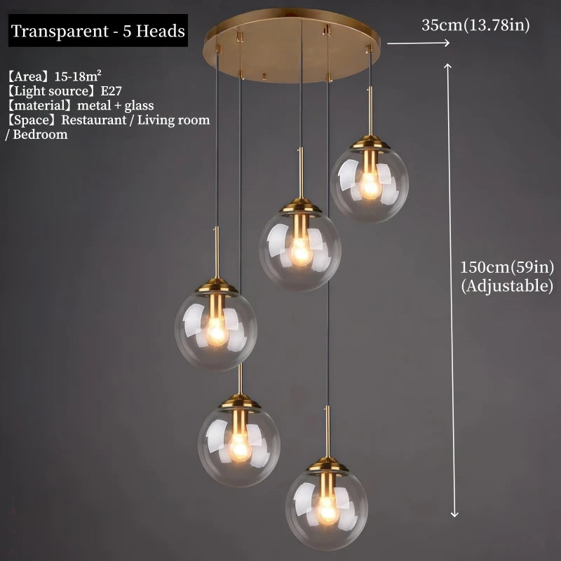 Lustre Moderne en Métal de Luxe LED Créatif Nordique en Verre