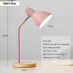 Nordic Table Lamp Flexible Gooseneck Iron Shade Wood Base