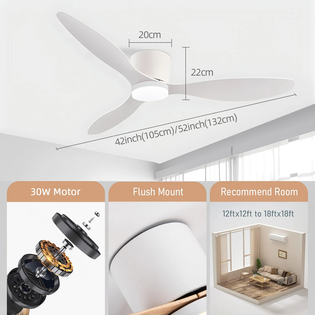 Ceiling Fan with Light DC Motor Remote Control Reversible