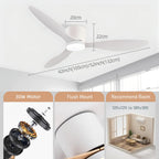 Ceiling Fan with Light DC Motor Remote Control Reversible